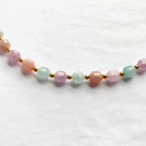 Multi Gem Gold Beaded Chocker Necklace - Image 2