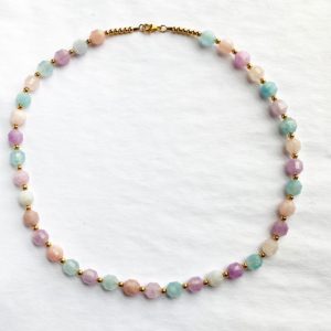 Multi Gem Gold Beaded Chocker Necklace